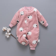 Load image into Gallery viewer, Newborn Baby Clothes Dinosaur Print Baby Boy Romper Warm Infant Soft Fleece Jumpsuit For Winter
