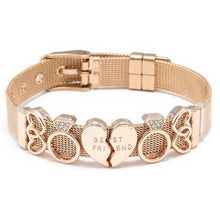 Load image into Gallery viewer, Fashion Stainless Steel Woman and Men Bracelet Mesh Bracelet Set Crystal Heart Anchor Charm Fine Bracelet Bangle For Female Lover
