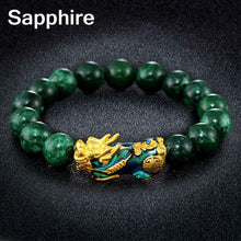 Load image into Gallery viewer, Obsidian Stone Beads Bracelet For Men and Women Unisex Wristband Gold Black Pixiu Wealth and Good Luck Bracelet Design

