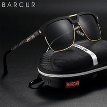 Load image into Gallery viewer, BARCUR Polarized Men’s Sunglasses – Fashionable Square Stainless Steel Frame UV400 Protection Anti-Reflective Outdoor Sports &amp; Driving Eyewear – Original Design Casual Style with Premium Polycarbonate Lenses

