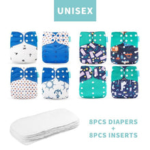 Load image into Gallery viewer, 4PCS/SET Washable Eco-friendly Diaper Ecological Adjustable Nappy Reusable Cloth Diapers Set For Baby and Kids
