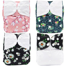 Load image into Gallery viewer, 4PCS Set Diaper Cover Washable Diaper Eco-friendly Ecological Adjustable Baby Nappy Reusable Cloth Diapers In Printed Design For Baby and Kids
