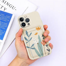 Load image into Gallery viewer, Charming Silicone Soft Anti-Scratch Cases For iPhone 13 Pro Max Case Silicone Wallet Card Holder Cover For iPhone 13 Mini 13ProMax 13Pro Flower Butterfly Beautiful Design Card Holder iPhone Case
