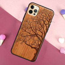 Load image into Gallery viewer, Vintage Tree Flower Bamboo Wood Case For iPhone Pro Max 12 13 min SE For iPhone 13 Shockproof Wooden Texture Protective Cover Unique &amp; Classy Wooden Case
