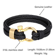 Load image into Gallery viewer, New Fashion Stainless Steel Bracelet Men Punk Genuine Leather Bracelets &amp; Bangles Charm Jewelry Anchor Style
