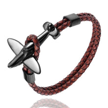 Load image into Gallery viewer, Stainless Steel Gold Aviation Airplane Anchor Bracelets For Men and Women In Retro Leather Bracelet Air Force Style Homme Jewelry Style
