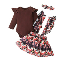 Load image into Gallery viewer, 2 Pcs  Newborn Baby Girls Clothes Set  Romper Tops Suspender Skirt Dress Thanksgiving  Winter  Outfits
