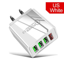 Load image into Gallery viewer, Portable Fast Quick Charge 3.0 LED Display 3 USB Charger 3A Fast Charging Mobile Phone Modern Black And White Chargers Adapter
