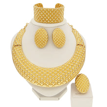 Load image into Gallery viewer, Zhuerrui Choking Necklace Bracelet Earrings Ring Jewelry Set Brazilian Gold Luxury Jewelry Set Gold Plated Jewelry Set H00541
