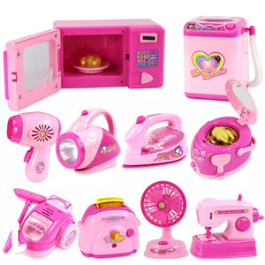 Mini Size Household Appliances Kitchen Toys Children Pretend Play Kitchen Accessories Toy Toaster Cooker Toys for Girls