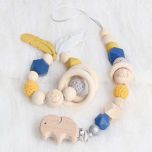 Load image into Gallery viewer, Modern Wood Pacifier Clip Chain Holder Nipples Pacifier Clips Pacifier Teether Teething Toy Cartoo Wooden Bracket For Pacifier For Kids
