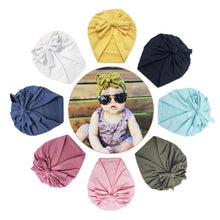 Load image into Gallery viewer, Luxury Modern Baby Headband Hat Bowknot Print Cotton Stretchy Turban Headband Infant Head Wrap Beanie Hat  For Babies and Kids
