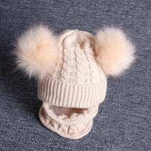 Load image into Gallery viewer, Cute Baby Hat &amp; Scarf Set Pompom Infant Baby Girl Winter Hat For Kids Warm Knitted for Girls
