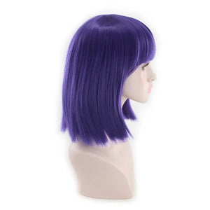 Synthetic Hair Short Wig With Bangs Cosplay Wigs For Women Straight Bob Wig Korean Pink Red Brown Blue Green White Purple Grey