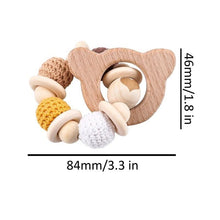 Load image into Gallery viewer, Wooden Teether Hedgehog Crochet Beads Wood Crafts Ring Engraved Bead Baby Teether Wooden Toys For Kids Rattle
