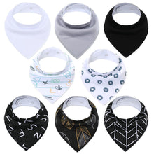 Load image into Gallery viewer, 8PCS/SET Comfortable Colorful 100% Organic Cotton Adjustable Snaps Bandana Saliva Bibs For Baby Boys &amp; Girls Kids
