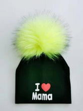Load image into Gallery viewer, Newborn Cotton Hats Baby Pom Pom Childre Infant Hats For BabY Boys and Girls Wth Printed "I love mama " and " Design
