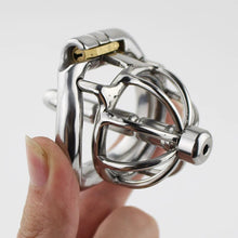 Load image into Gallery viewer, Stainless Steel Stealth Lock Male Chastity Device With Catheter Cock Cage Penis Lock Cock Ring Chastity Belt
