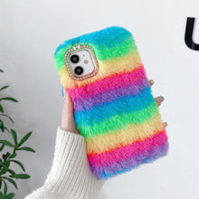 Load image into Gallery viewer, Fashion Lady Gift Case for iPhone 14 13 12 XS Max XR X 11 Pro Max SE Furry fluffy Warm Cover for iPhone 6 7 8 Plus Phone Case Fashion Fluffy Fur Protective Back Cover
