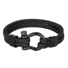Load image into Gallery viewer, New Fashion Stainless Steel Bracelet Men Punk Genuine Leather Bracelets &amp; Bangles Charm Jewelry Anchor Style
