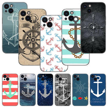 Load image into Gallery viewer, Anchor Boat Ship Wheel Phone Case For iPhone 13 12 Mini 11 Pro XS Max XR X 8 7 6S 6 Plus 5S 5 SE 2020 Black Cover Custom Anchor Hard Back Cover Case

