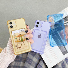 Load image into Gallery viewer, Transparent Wallet Case For iPhone 14 13 12 Pro Max Mini  Shockproof Cover with Card Slots Pockets Slim Fit Thin Protective Soft Shock-Absorbing Lightweight Wallet Case
