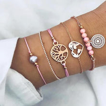 Load image into Gallery viewer, Fashion Bohemia Leaf Round Knot Cuff Bangle Gold Chain Charm Bracelet  for Women Simple Geometric Bracelets Luxury Jewelry
