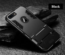 Load image into Gallery viewer, Luxury Black Cool Armor Case For iPhone 8 7 6 6S Plus 5 5s Shockproof Case For iPhone X XS MAX XR Stand Cover Case  Heavy Duty Shockproof Armor Dual Layer Protection Back Case Cover
