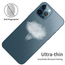 Load image into Gallery viewer, Back Screen Protective Film Carbon Fiber Skin Transparent Screen Guard Sticker Carbon Fiber Transparent Film For iPhone 14 13 12 Mini 11 Pro X XR XS Max SE3 7 8 Plus Phone Back Screen Protector Sticker
