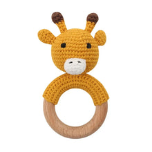 Load image into Gallery viewer, BPA Free Baby Wooden Teether Crochet Rattle Toy for Newborns
