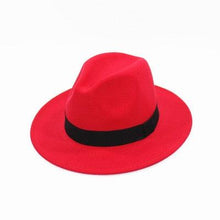 Load image into Gallery viewer, Black Fedora Hat Unisex Wide Brim Hat Autumn Winter Fedora Hat Wide Cap Winter Wool Classic Hat Men Elegant Gentleman Hat For Party
