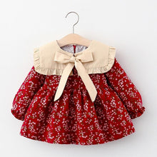 Load image into Gallery viewer, Toddler  Baby Girls  Dress Autumn Long Sleeve Kids Bow Princess Collar Dresses Costume
