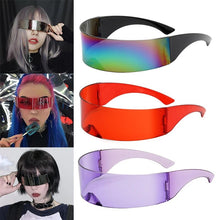 Load image into Gallery viewer, Funny Futuristic Wrap Sunglasses Costume Sunglasses Mask Novelty Glasses Halloween Party Ring Decoration Glasses
