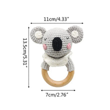 Load image into Gallery viewer, BPA Free Baby Wooden Teether Crochet Rattle Toy for Newborns
