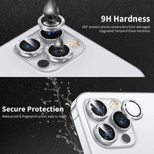 Load image into Gallery viewer, Glitter Diamond Camera Lens Protector For Iphone 13 Pro Max Mini Camera Metal Ring Glass For Iphone 12 11 Pro Max Protective Cap Diamond Glitter Camera Lens Protector On For Iphone
