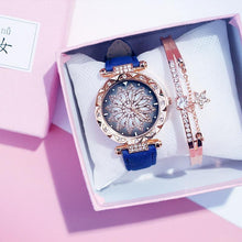 Load image into Gallery viewer, Women Elegant Popular Watch Set Starry Sky Ladies Bracelet Watch Casual Leather Sports Quartz Wristwatch For Women and Girls
