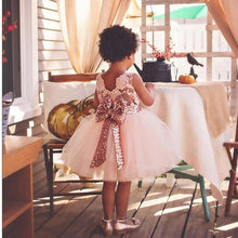Load image into Gallery viewer, Pink Backless Princess Gold Luxury Dress With Bow Baby Dress for Girl Birthday Party Newborn dress For Birthday Girls Dress 1-5 years
