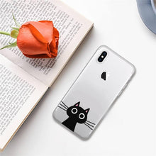 Load image into Gallery viewer, Cute black cat Phone Case for iphone 13 11 12 pro XS MAX 8 7 6 6S Plus X 5S SE 2020 XR case  Cute Cat Slim Fit Glossy Stylish Cover Soft Shockproof Phone Case
