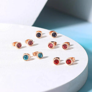 Classic Modern Cubic Zirconia Stud Earrings For Women Simple Rose Gold Color Women's Earing Accessories Fashion Jewelry E270