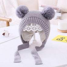 Load image into Gallery viewer, Handmade Modern Trend Winter  Christmas Knitted Baby Hat Cute Double Pompom Infant Baby Boy Girl Cap Ear Protection Hats Kids Children Cap
