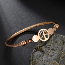 Load image into Gallery viewer, New Modern Luxury Charm Elegant Hollow Tree Of Life Bracelets Amazing Stainless Steel Gold Cuff Bangles For Women
