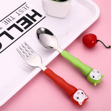 Load image into Gallery viewer, Baby Gadgets Tableware Set Children Utensil Stainless Steel Toddler Dinnerware Cutlery Cartoon Infant Food Feeding Spoon and Fork
