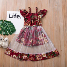 Load image into Gallery viewer, Modern colorful Floral Design Girl Princess Strapless Girls Dresses Summer Dress For Birthday And All Occasion
