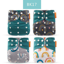 Load image into Gallery viewer, 4PCS/SET Washable Eco-friendly Diaper Ecological Adjustable Nappy Reusable Cloth Diapers Set For Baby and Kids
