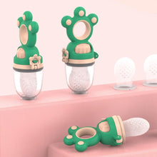 Load image into Gallery viewer, Modern Rotary Seal Non Slip Home Safe Baby Fruit Feeder Pacifier Fresh Food Bite Bag Soft Silicone Teething Toy For baby and Kids
