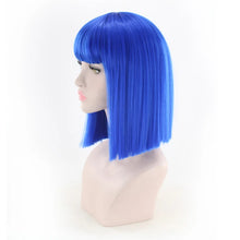 Load image into Gallery viewer, Synthetic Hair Short Wig With Bangs Cosplay Wigs For Women Straight Bob Wig Korean Pink Red Brown Blue Green White Purple Grey
