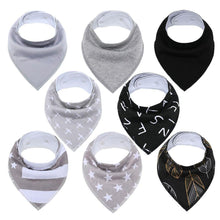 Load image into Gallery viewer, 8PCS/SET Pack Baby Bandana Organic Absorbent Soft Cotton Drool Bibsfor Teething And Feeding Bib For Baby and Kids Feeding

