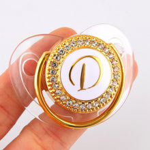 Load image into Gallery viewer, Modern Luxury Diamond Transparent Baby Pacifier Luxury Initials Letter D Bling Pacifier Rhinestone For Baby
