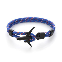 Load image into Gallery viewer, Elegant Modern Fashion Black Anchor Luxury Bracelets For Men And Women Charm Rope Chain Couple Bracelet Metal Airplane Leather Hooks Homme Jewelry

