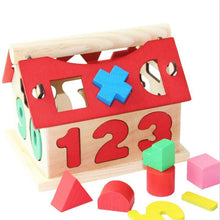 Load image into Gallery viewer, Children's Colour Wooden House With Shape Children Early Educational Model Assembling Blocks Develop Intelligence Game Toy
